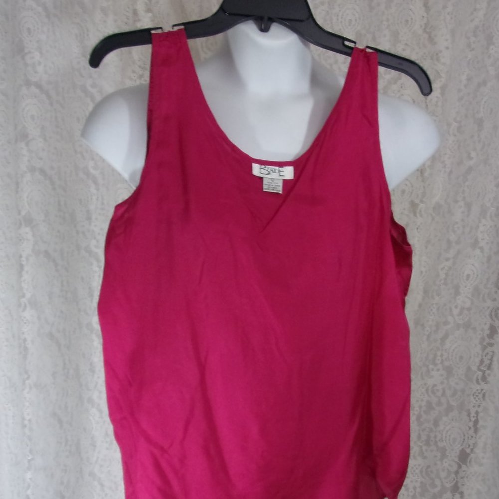 BeMode Pink Woven Silk Tank Top Size L NWOT